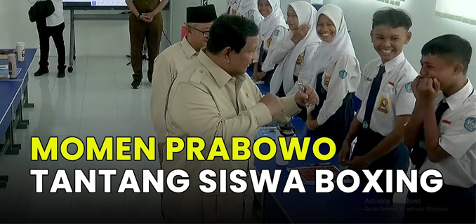 Momen Lucu Prabowo Tantang Siswa SMPN 4 Kota Bekasi Boxing